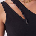 MNKAtelier Tops Diamantine Zipped Crop Top Black